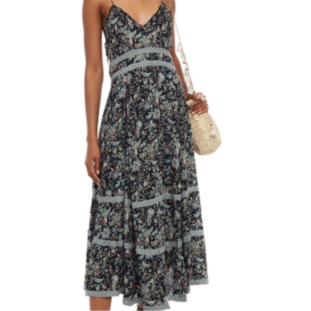Ba&sh Black and Blue Midi Dress with Timeless Elegance